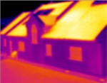 Thermal image of a house with no attic insulation - McClean Thermal Imaging, Co. Donegal, Ireland