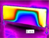 Thermal image showing areas of poor heating performance in a radiator